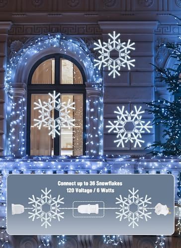 Brightown Christmas Lights Outdoor, 72 LED 20" Folding Big Snowflake Lights