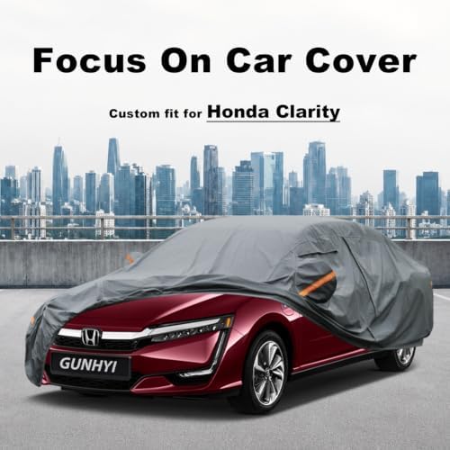 GUNHYI Premium Car Cover Custom Fit Honda Clarity, 16 Layers Heavy Duty Car Cover Waterproof All Weather with Zipper Door for Sun Rain Snow Dust Uv Protection