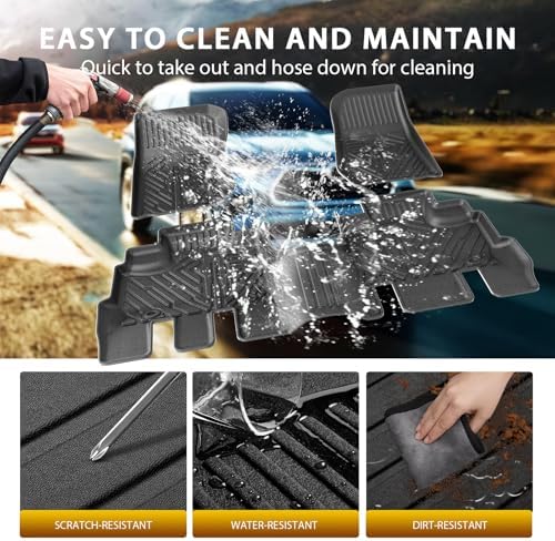 Powerty Floor Mats for Jeep Wrangler JK 2014-2018 Unlimited 4-Door (NOT for JL or 2-Door) All Weather 3D TPE Anti-Slip Car Liners for 1st & 2nd Row Accessories