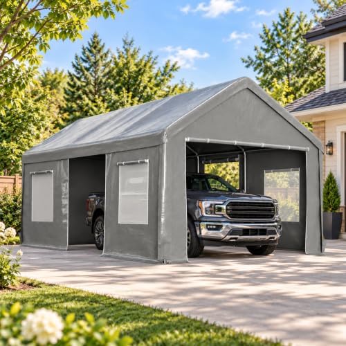 12x20ft Heavy Duty Carport Portable Garage Car Canopy with All-Season Tarp