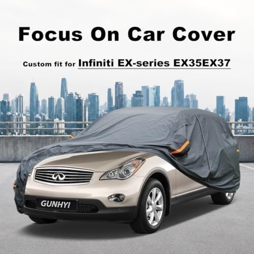 GUNHYI Premium Car Cover Custom Fit Infiniti EX-Series EX35/EX37, 16 Layers Heavy Duty Car Cover Waterproof All Weather with Zipper Door for Sun Rain Snow Dust Uv Protection