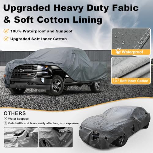 GUNHYI Premium Truck Cover Custom Fit Chevrolet Silverado 2500HD/3500HD Crew Cab Short Bed, 16 Layers Heavy Duty Truck Cover Waterproof All Weather with Zipper Door Sun Rain Snow Dust Uv Protection
