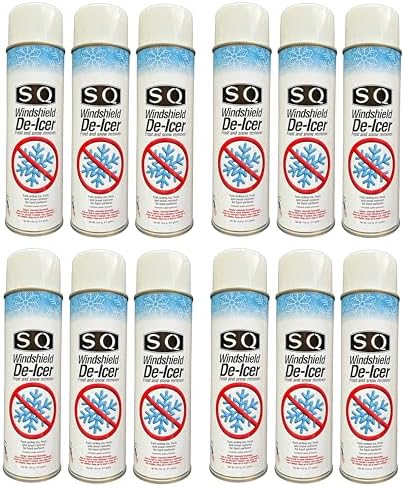 SQ Windshield De Icer Frost and Snow Remover, 14.5 oz per can (12)