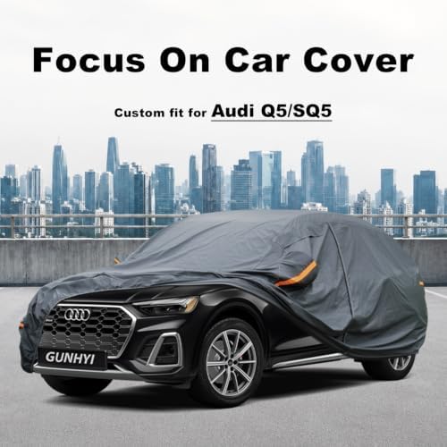 GUNHYI Premium Car Cover Custom Fit Audi Q5 (2008-2026), 16 Layers Heavy Duty Car Cover Waterproof All Weather with Zipper Door for Sun Rain Snow Dust Uv Protection