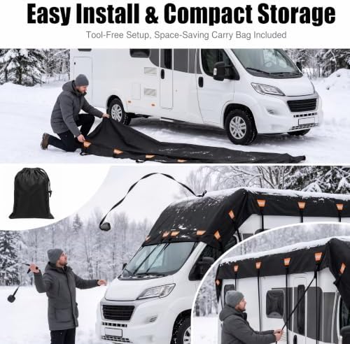 2026 Upgraded Heavy Duty RV Roof Cover,3000PA Waterproof Camper Top Cover with 16 Adjustable Buckles & 16 Reflective Reinforcement,16ft to 44ft for Travel Trailer Pop-Up Camper