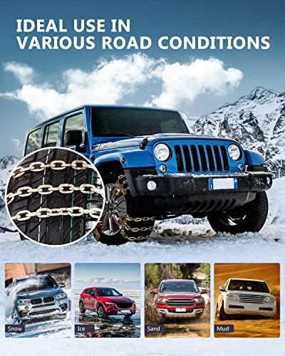 SCITOO 225-275mm Snow Chains for Passenger Car, Pickup, Trucks, SUV