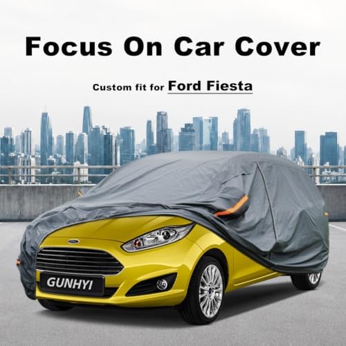 GUNHYI Premium Car Cover Custom Fit Ford Fiesta, 16 Layers Heavy Duty Car Cover Waterproof All Weather with Zipper Door for Sun Rain Snow Dust Uv Protection