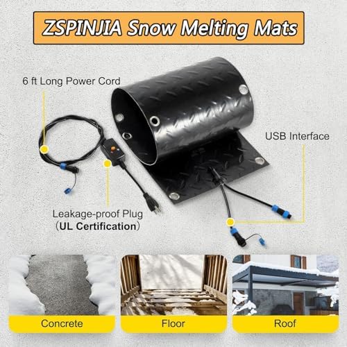 Heated Snow Melting Mats for Entrances 1/2/3/4/5 pcs No-Slip Heating Stair Heating Mats,Heated Outdoor Mats W/5ft Power Cord Snow Melting Mats for Winter Snow Removal(1 Pcs,10x30in/(25.4x76.2