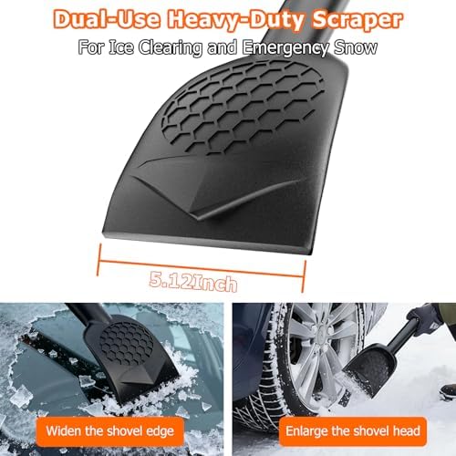DMJN [2026 Upgrade Extendable Car Snow Brush and Ice Scraper [3-in-1] Clean Snow, Ice and Frost, 45''Adjustable Length with 360° Rotating Brush Head, Suitable for All Cars-Medium