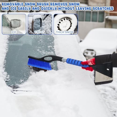 Uiifan 12 Pcs 27 Inch Snow Brush and Ice Scrapers for Car, 3 Colors
