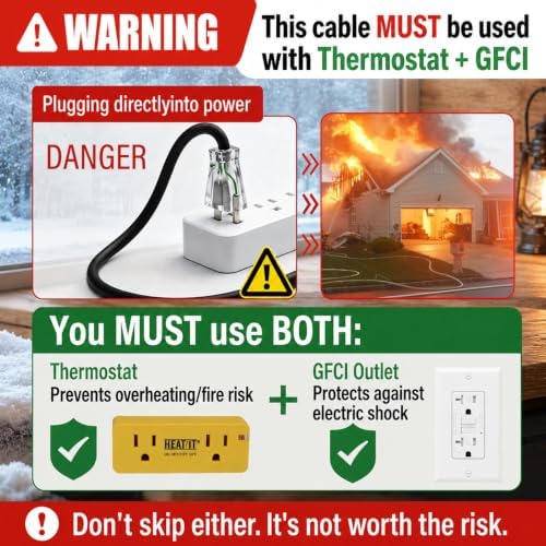 HEATIT HIRD 60 feet 5 Watts Per Foot Roof & Gutter Snow De-Icing Cable