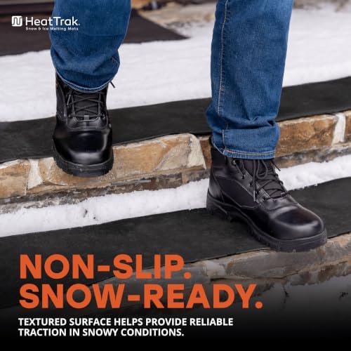 HeatTrak Heated Snow Melting Mat with Power Cord for Stairs - Heated Outdoor Mats - Electric Snow Melting Mats for Winter Snow and Ice Removal - No-Slip Stair Heating Mats (10" x 30")