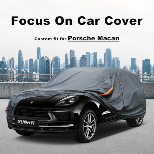 GUNHYI Premium Car Cover Custom Fit Porsche Macan (2014-2026), 16 Layers Heavy Duty Car Cover Waterproof All Weather with Zipper Door for Sun Rain Snow Dust Uv Protection