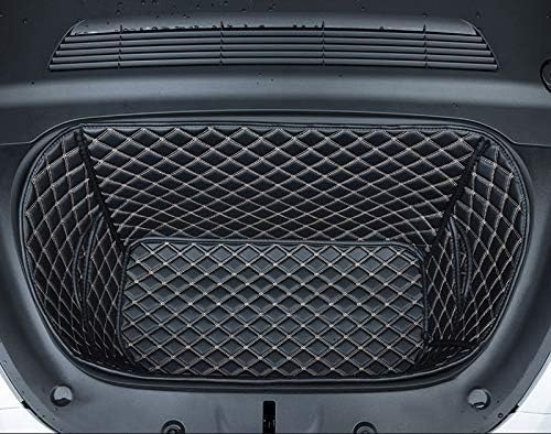 EV Frunk Mat Front Trunk Mat Custom for Electric Car - All-Weather, Full Coverage Protect Front Trunk(Black with Gold Stitching)