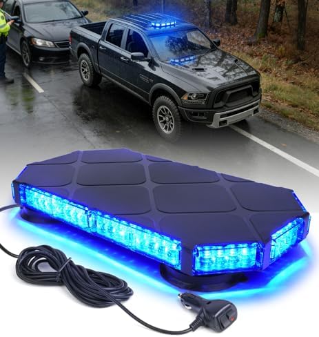 LUMENIX 56 LED Blue Rooftop Beacon Strobe Light Bar for Trucks
