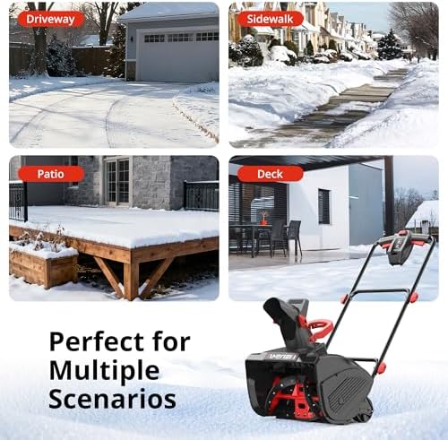 AMERISUN 18-Inch Electric Snow Blower, 30 FT Throw Distance, 15-Amp Corded Snow Thrower, 2200 RPM Motor, Lightweight Snow Removal Machine for Driveway, Sidewalk, Patio & Small Yard