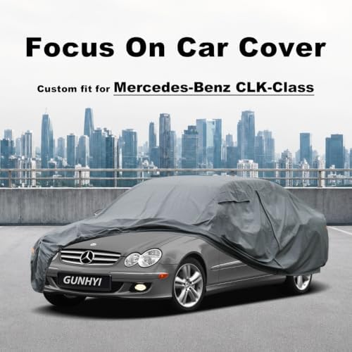 GUNHYI Premium Car Cover Custom Fit Mercedes-Benz CLK-Class, 16 Layers Heavy Duty Car Cover Waterproof All Weather with Zipper Door for Sun Rain Snow Dust Uv Protection