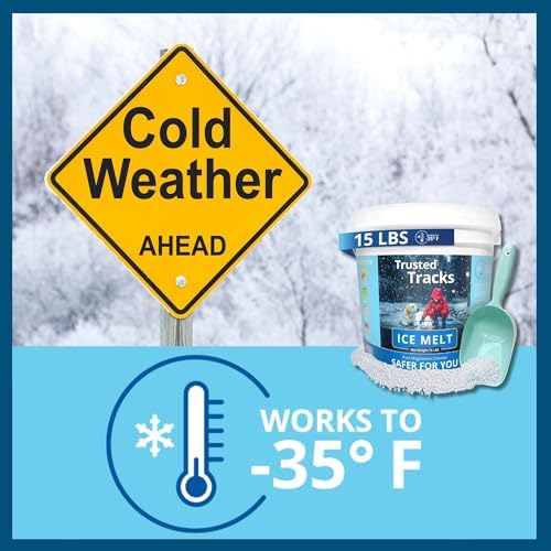 FIREKI Ice Melt, Pet Safe Ice Melt, 15 LBS Premium Snow Melter, Pure Magnesium Chloride, Safer for Pets, Concrete, Effective to -35 F, 15 lb