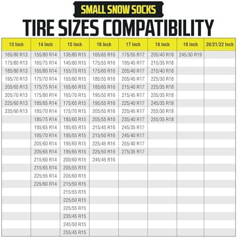 Snow Socks for Tires - Great Alternative to Tire Chains for Cars, 3D Fabric for Maximum Tire Traction & Grip, Fits SUVs, Most Subaru Models, Minivans, Pickups & Sedans (Set of 2) - Small
