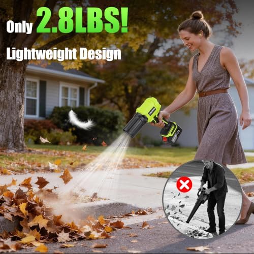 Cordless Leaf Blower with 2 x 4.0Ah Batteries and Fast Charger, Lightweight Electric Handheld Blower, Variable Speed for Lawn Care, Patio, Garage, Driveway Cleaning, Dust Removal and Car Drying