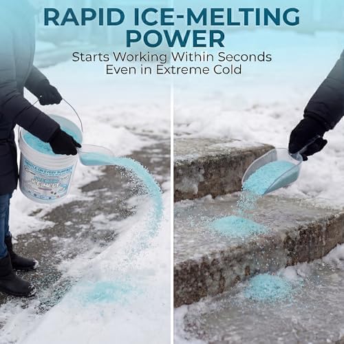 Pet-Friendly Ice Melt - Fast-Acting Magnesium Chloride Formula, Safer for Pets & Surfaces, 30lb Bucket