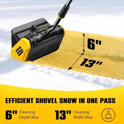 Litekon 40V Brushless Cordless Snow Shovel, 13-Inch Electric Snow Blower with 2X 4.0Ah Batteries Snow Removal with 30FT Throw Distance for Patio, Deck, Driveway,Yellow