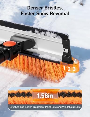 AstroAI 46" Extendable 3-in-1 Snow Brush & Ice Scrapers for Car Windshield