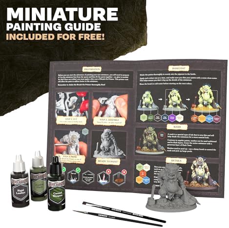 The Army Painter GameMaster: Wandering Monsters Set Combo, 15 x 18 mL Warpaints Fanatic Acrylic Paints, incl. Metallics, Wash, Primer, 2 Brushes, 1 Miniature - Warhammer & D&D