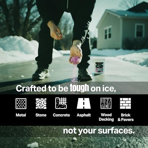 Peach Country Pink Ice Melt Pet Friendlier Eco-Friendly De-Icer, Fast-Acting Granules for Driveways, Walkways & Entryways, 20 lb Pail