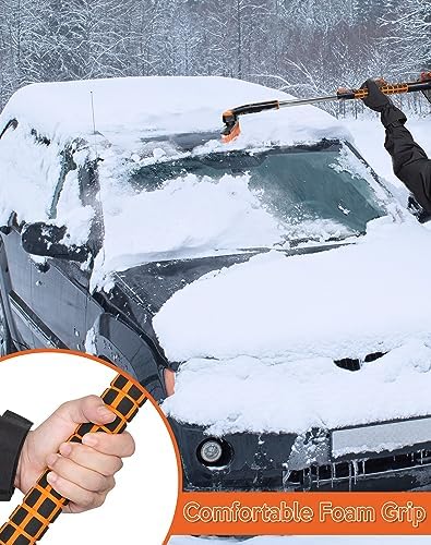 SEG Direct 36" Extendable Snow Brush with Ice Scraper Telescoping Handle