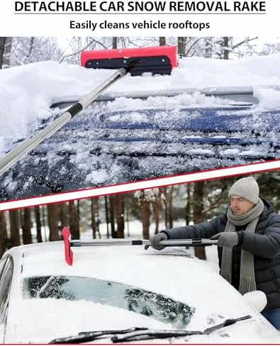 Leaf Roof Rake, 78-157in Adjustable Length Snow Roof Rake，110in