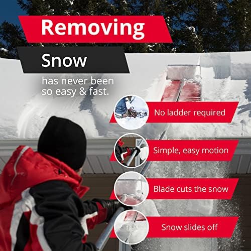 SNOWPEELER ROOF RAKE! Easy-To-Use Rooftop Snow Removal Tool with 20-FT Handle, 9-FT Snow Slide and 18-IN Cutting Blade. Aluminum and Stainless-Steel Construction. Less Time and Effort than Snow Rakes!