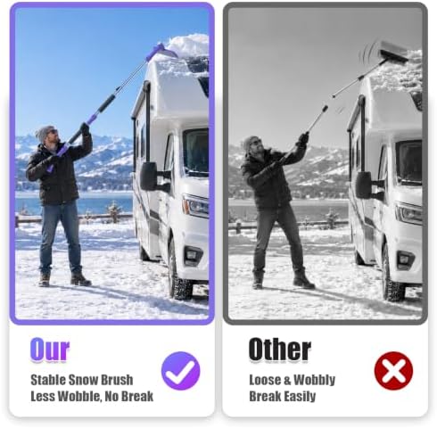 62" Long 3‑in‑1 Car Snow Brush, Ice Scraper With Squeegee for Truck SUV Car