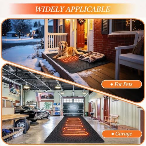 4' x 14" Upgraded Electric Snow Melting Mats, Anti-Slip Heated Outdoor Mat, Ice Dam Prevention for Roof, Valley & Gutter, Fast Snow & Ice Removal for Sidewalks, Steps, Decks with Long Power Cord