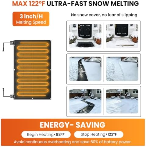 1PC 20x30in Snow Melting Mat Outdoor, Heated Walkway Mat (No Power Unit)