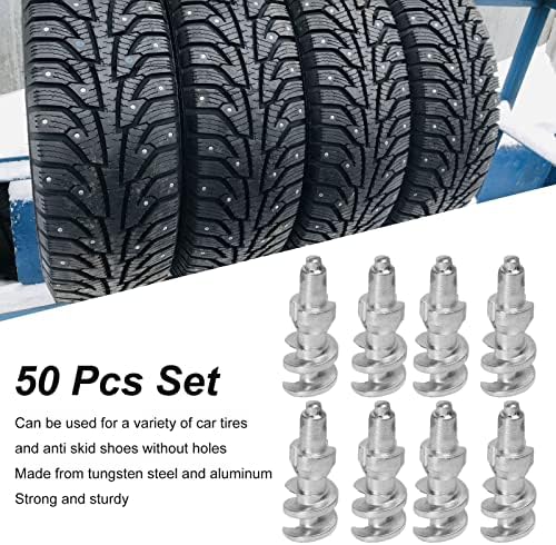 KIMISS Anti-Slip Snow Tire Studs, 50 Pcs Car Tire Spikes, Strong Grip Universal Anti-Skid Tire Studs for Auto Truck Off-Road Vehicles