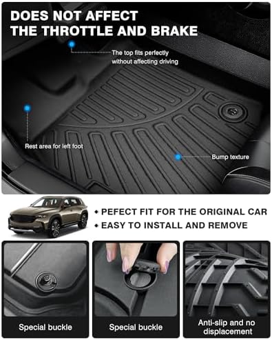 Powerty Floor Mats for 2023-2026 2027 Mazda CX50 CX-50 All Weather 3D TPE Anti-Slip Car Liners for 1st & 2nd Row Accessories