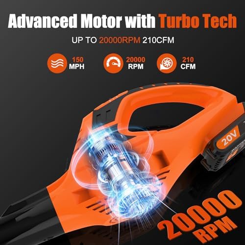 Leisch Life Cordless Leaf Blower,21V Handheld Electric Leaf Blower with 2 x 2.0Ah Battery & Charger, Lightweight Battery Powered Leaf Blower for Lawn Care, Patio, Yard, Sidewalk,Snow Blowing