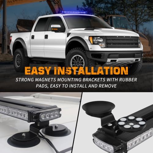 XRIDONSEN 37" 104 LED Roof Strobe Light Bar, Rooftop Magnetic lights