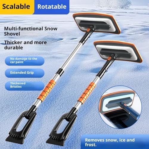Strong Collapsing Vehicle Snow Shovel Weather Immune Aluminum Alloy Wide Drill for Quick Ice Extracting on Automobiles Trucks and Backpacking Use Telescopic Car Ice Collector