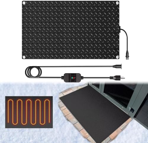 Heated Snow Melting Mats for Doorways- Outdoor Heated Mats- Non-Slip Electric Heated Foot Mats for Winter Snow Removal- Heated Snow Melting Mat for Stairs garages Driveway (30in x 48in)