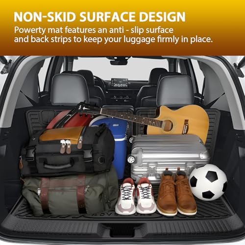 Powerty Floor Mats for Honda Pilot 2023-2026 2027, All Weather 3D TPE Anti-Slip Trunk Cargo Liner Seat Back Covers with Door Sill Guards Protectors Full Set Car Accessories