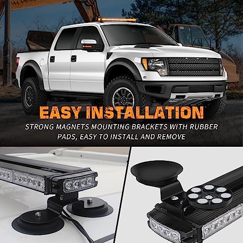 XRIDONSEN 37" 104 LED Roof Strobe Light Bar, Top Amber Lights for Trucks