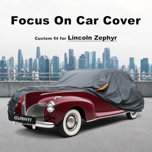 GUNHYI Premium Car Cover Custom Fit Lincoln Zephyr, 16 Layers Heavy Duty Car Cover Waterproof All Weather with Zipper Door for Sun Rain Snow Dust Uv Protection