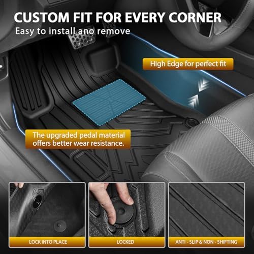 Powerty Floor Mats for 2016-2021 Honda Civic Coupe/Sedan/Type R, 2017-2021 Honda Civic Hatchback All Weather 3D TPE Anti-Slip Car Liners for 1st & 2nd Row Accessories