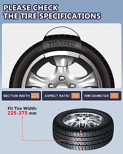 SCITOO 225-275mm Snow Chains for Passenger Car, Pickup, Trucks, SUV