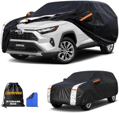 Toyota RAV4 Car Cover 100% Waterproof All Weather, Gift with Towel, 10 Layers Car Cover Custom Fit 2006-2026 Toyota RAV4, Outdoor Full Exterior Cover Rain Sun UV Protection with Door Zipper.