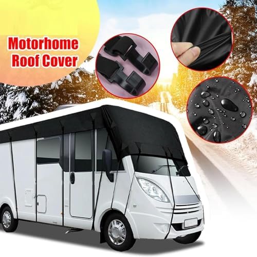 Wider 3.3m/10.83ft Rv Cover 210D Oxford Cloth Rv Covers for Roof Only Wind, Rain and Snow Proof with 2 Extra Straps Grey-42.6 x 10.8 ft
