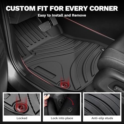 Powerty Floor Mats for Honda CR-V 2023-2026 2027 (Include Hybrid) All Weather 3D TPE Anti-Slip Car Liners for 1st & 2nd Row Accessories