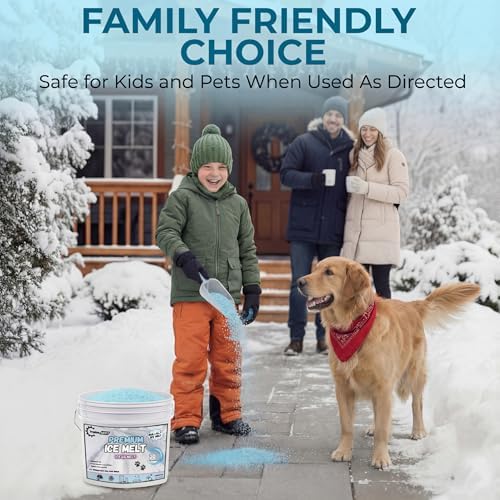 Pet-Friendly Ice Melt - Fast-Acting Magnesium Chloride Formula, Safer for Pets & Surfaces, 30lb Bucket